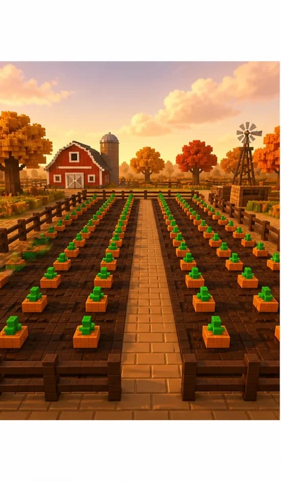Rows of small pumpkin seedlings with a central walkway